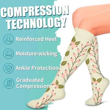 Laite Hebe Compression Socks for Women & Men Circulation(6 pairs)-Graduated Supports Socks for Running, Athletic Sports