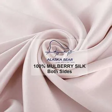 ALASKA BEAR 200% Good for You Silk Pillowcase for Hair and Skin Care Soft Pillow Case with Random Color Scrunchie Gift Set Standard (1pc, Pale Pink)