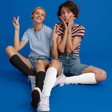 Pleneal 2 Pairs Leg Warmers - Leg Warmers for Women Soft Warm Knitted Leg Warmers for 80s Party, Yog...