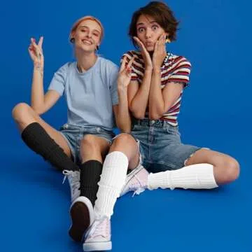 Pleneal 2 Pairs Leg Warmers - Leg Warmers for Women Soft Warm Knitted Leg Warmers for 80s Party, Yog...