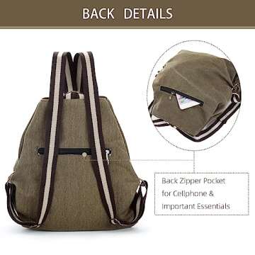 Goodhan Women Canvas Backpack Daypack Casual Shoulder Bag, Vintage Heavy-duty Anti-theft Travel Backpack