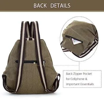 Goodhan Women Canvas Backpack Daypack Casual Shoulder Bag, Vintage Heavy-duty Anti-theft Travel Backpack