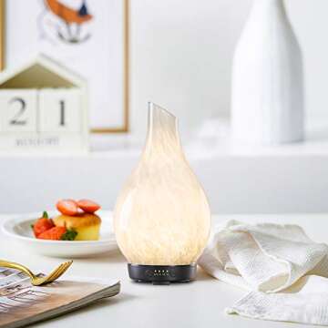 COOSA 100ml Essential Oil Diffuser, Ink Art Glass Ultrasonic Cool Mist Humidifier with Timer and Waterless Auto Shut-Off, 2 Color LED Lights Changing for Home Office Yoga