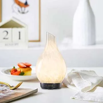 COOSA 100ml Essential Oil Diffuser, Ink Art Glass Ultrasonic Cool Mist Humidifier with Timer and Waterless Auto Shut-Off, 2 Color LED Lights Changing for Home Office Yoga