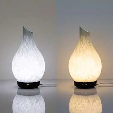 COOSA 100ml Essential Oil Diffuser, Ink Art Glass Ultrasonic Cool Mist Humidifier with Timer and Waterless Auto Shut-Off, 2 Color LED Lights Changing for Home Office Yoga