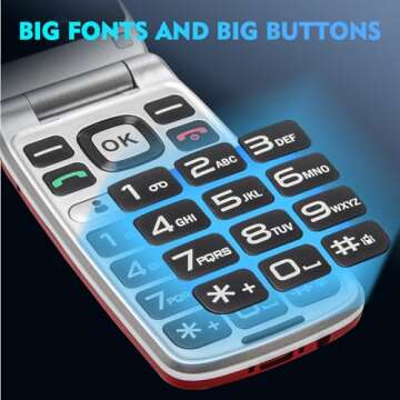 Mosthink 4G Unlocked Flip Cell Phone for Senior with Speed Talk SIM Card, SOS Big Button Basic Cell Phone for Elderly, 2.4'' HD Display, Big Volume, 1450mAh Battery with Charging Dock (Red)