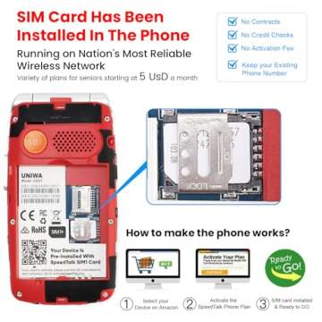 Mosthink 4G Unlocked Flip Cell Phone for Senior with Speed Talk SIM Card, SOS Big Button Basic Cell Phone for Elderly, 2.4'' HD Display, Big Volume, 1450mAh Battery with Charging Dock (Red)