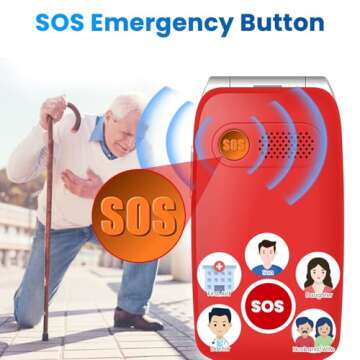 Mosthink 4G Unlocked Flip Cell Phone for Senior with Speed Talk SIM Card, SOS Big Button Basic Cell Phone for Elderly, 2.4'' HD Display, Big Volume, 1450mAh Battery with Charging Dock (Red)