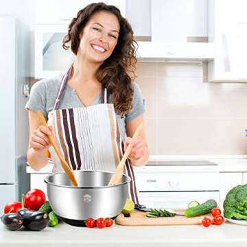 Wildone Stainless Steel Mixing Bowls, Nesting Bowls with Airtight Lids, Measurement Marks, Non Slip Silicone Bottoms, for Easy Mixing & Prepping - Set of 6