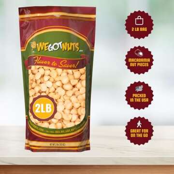 We Got Nuts 32 Oz (2 Lb) Double Crunch Macadamia Nut Pieces - Baking & Snacking Bliss | Premium Quality, Inspected for Freshness | Kosher