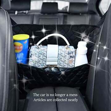 Car Seat Storage Organizer and Handbag Holder, Upgraded Leather Handbag Holder for Purse Storage Phone Documents Pocket, Barrier of Backseat Pet Kids