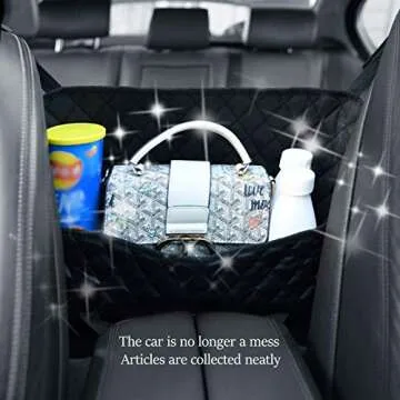 Car Seat Storage Organizer and Handbag Holder, Upgraded Leather Handbag Holder for Purse Storage Phone Documents Pocket, Barrier of Backseat Pet Kids