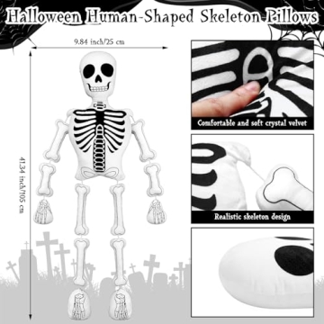 Amazing Wonderjune Skeleton Pillow for Halloween Decor