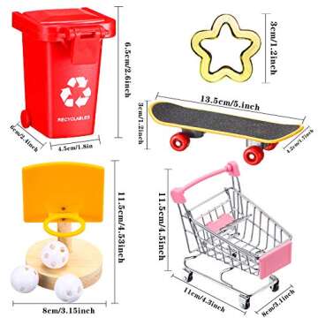 12 Pieces Bird Training Toy Set Includes Bird Skateboard Toy Garbage Cans Bird Basketball Toy Mini Shopping Cart Plastic Star for Parrots Training and Playing