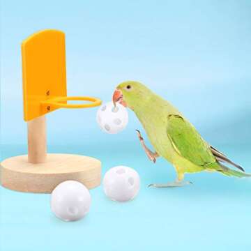 12 Pieces Bird Training Toy Set Includes Bird Skateboard Toy Garbage Cans Bird Basketball Toy Mini Shopping Cart Plastic Star for Parrots Training and Playing