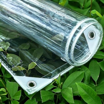 6.5x6FT Clear Waterproof Tarp, Heavy-Duty PVC Cover with Grommets for Garden, Camping, and More.