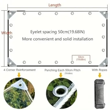6.5x6FT Clear Waterproof Tarp for Camping and Plants