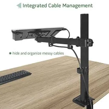 UPGRAVITY Laptop Desk Mount, Single Laptop Stand Arm with Vented Tray for 17 inch Notebook or 14”-32” Monitor, Holds up to 17.6 lbs, Fully Adjustable, Clamp/Grommet Mounting, VESA 75/100mm