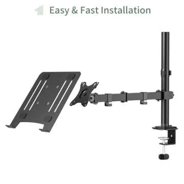 UPGRAVITY Laptop Desk Mount, Single Laptop Stand Arm with Vented Tray for 17 inch Notebook or 14”-32” Monitor, Holds up to 17.6 lbs, Fully Adjustable, Clamp/Grommet Mounting, VESA 75/100mm