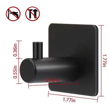 ShineMe Self Adhesive Hooks, Stick on Hooks 304 Stainless Steel Heavy Duty Wall Sticky Hooks for Han...