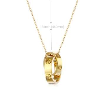 Women's Stainless Steel Necklace -18K Gold Women's Necklace, Gold Interlocking Titanium Steel Neckla...