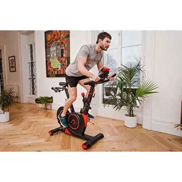 Echelon Smart Connect Fitness Bike, 30-Day Free Echelon Membership, Easy Storage, Small Spaces, Cushioned Seat, Solid Design, HIIT, Top Instructors, 32 Resistance Levels, Bluetooth, EX3-Red