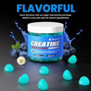 Creatine Monohydrate Gummies 5000mg - Vegan & Sugar-Free, 120 Count