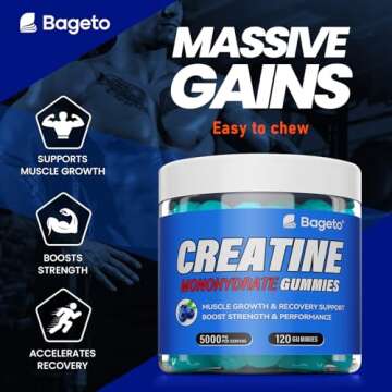 Creatine Gummies 5000mg Caffeine Free Vegan 120 Count