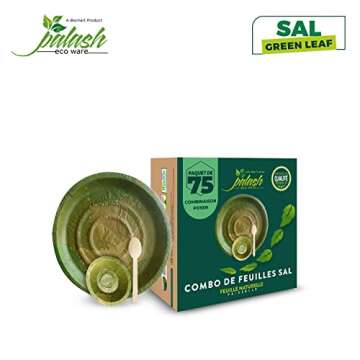Eco-friendly Sal Leaf Dinnerware Set | 75pcs - Parties & Events