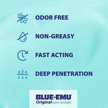 Blue Emu Original Super Strength Cream, Emu Oil, Odor & Fragrance Free, 4 Oz
