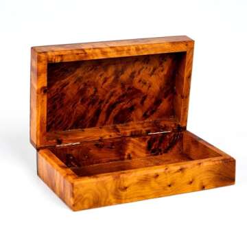 BAZAARDI Hand Carved Large Wooden Keepsake Jewelry Box - Antique Decorative Organizer