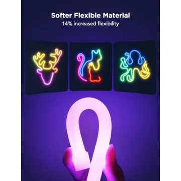 Govee RGBIC Neon Lights, LED Smart Neon Rope Light 2 Works with Matter, Alexa, Google Assistant, Custom DIY Neon Strip Lights for Bedroom and Wall Decor, Softer Material, 9.8ft, White