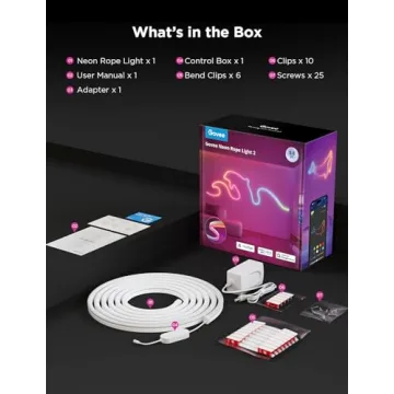 Govee RGBIC Neon Lights, LED Smart Neon Rope Light 2 Works with Matter, Alexa, Google Assistant, Custom DIY Neon Strip Lights for Bedroom and Wall Decor, Softer Material, 9.8ft, White