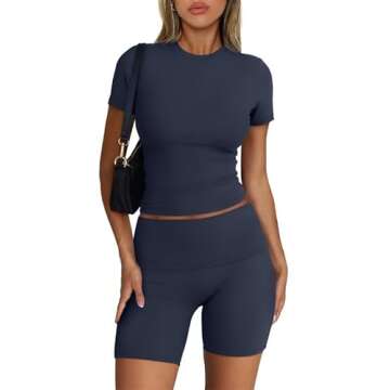 Trendy Queen Womens 2 Piece Workout Sets Short Matching Lounge Sets Summer Clothes Going Out Gym Out...