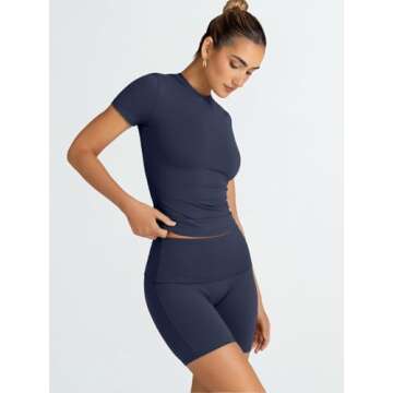 Trendy Queen Womens 2 Piece Workout Sets Short Matching Lounge Sets Summer Clothes Going Out Gym Outfits NavyBlue S