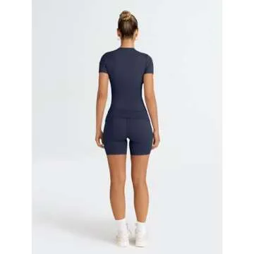 Trendy Queen Womens 2 Piece Workout Sets Short Matching Lounge Sets Summer Clothes Going Out Gym Outfits NavyBlue S