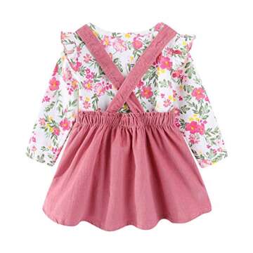 LittleSpring Toddler Girls Jumper Dress and Tops Set Spring Fall Sweet Outfits Red 3T