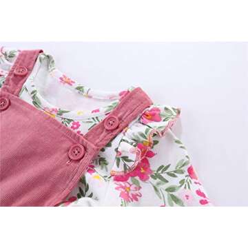 LittleSpring Toddler Girls Jumper Dress and Top Set 3T Red