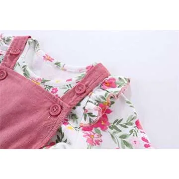 LittleSpring Toddler Girls Jumper Dress and Top Set 3T Red