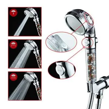 KAIREY Filtered Shower Head with Handheld shower filter head for hard water with Beads On/Off,3 Func...