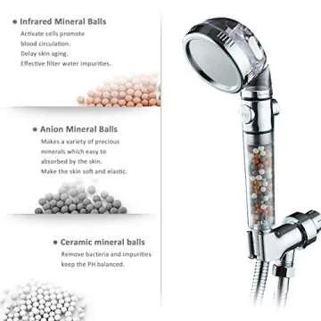 KAIREY Filtered Shower Head with Handheld shower filter head for hard water with Beads On/Off,3 Function High Pressure Showerhead,Purifying Water Shower,with Shower Hose and Bracket