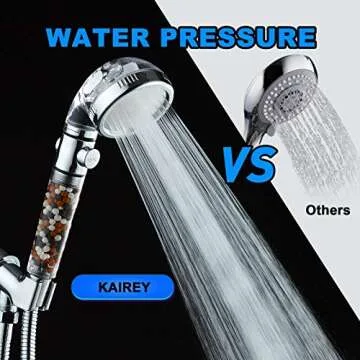KAIREY Filtered Shower Head with Handheld shower filter head for hard water with Beads On/Off,3 Function High Pressure Showerhead,Purifying Water Shower,with Shower Hose and Bracket