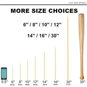 HOPELF 12" Bamboo Skewers for BBQ and Party Use