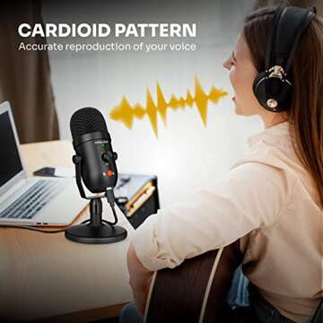 USB Microphone for PC Computer PS4 Cardioid Condenser ASMR Microphone Kit Metal Podcast Microphone for Streaming Gaming Studio Video Recording YouTube Noise Cancelling Mic Kit for Laptop,Phone,Mac