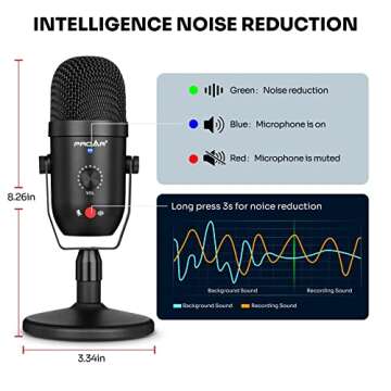 USB Microphone for PC Computer PS4 Cardioid Condenser ASMR Microphone Kit Metal Podcast Microphone for Streaming Gaming Studio Video Recording YouTube Noise Cancelling Mic Kit for Laptop,Phone,Mac