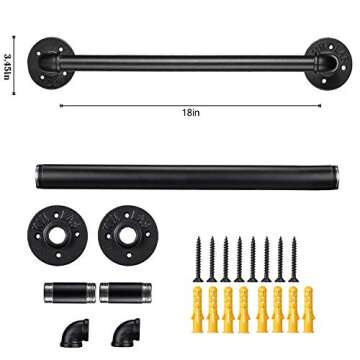 18 Inch Industrial Pipe Towel Bar, Elibbren Bathroom Hardware Towel Bar Accessory, DIY Wall Mount Bath Towel Rack Holder, 1 Pack