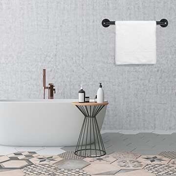 18 Inch Industrial Pipe Towel Bar, Elibbren Bathroom Hardware Towel Bar Accessory, DIY Wall Mount Bath Towel Rack Holder, 1 Pack