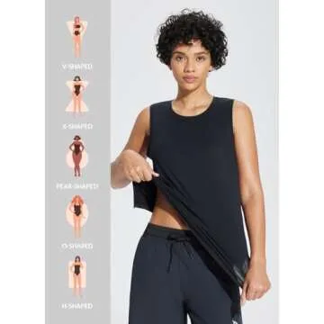 BALEAF Workout Tank Tops for Women Sleeveless Athletic Top Loose Fit Running Shirts High Neck Yoga Gym Clothes Black L