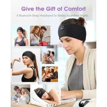 MUSICOZY Sleep Headphones Wireless, Bluetooth 5.2 Headband Sports Sleeping Headphones Eye Mask Earbuds Breathable Music Headband Perfect for Workout Running Travel Yoga