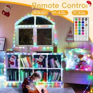 Ollny Rope Lights Outdoor Color Changing, 33FT 100 LED USB Waterproof String Lights with Remote, 18 Colors Fairy Rope Light for Indoor Bedroom Party Garden Wedding Holiday Decorations